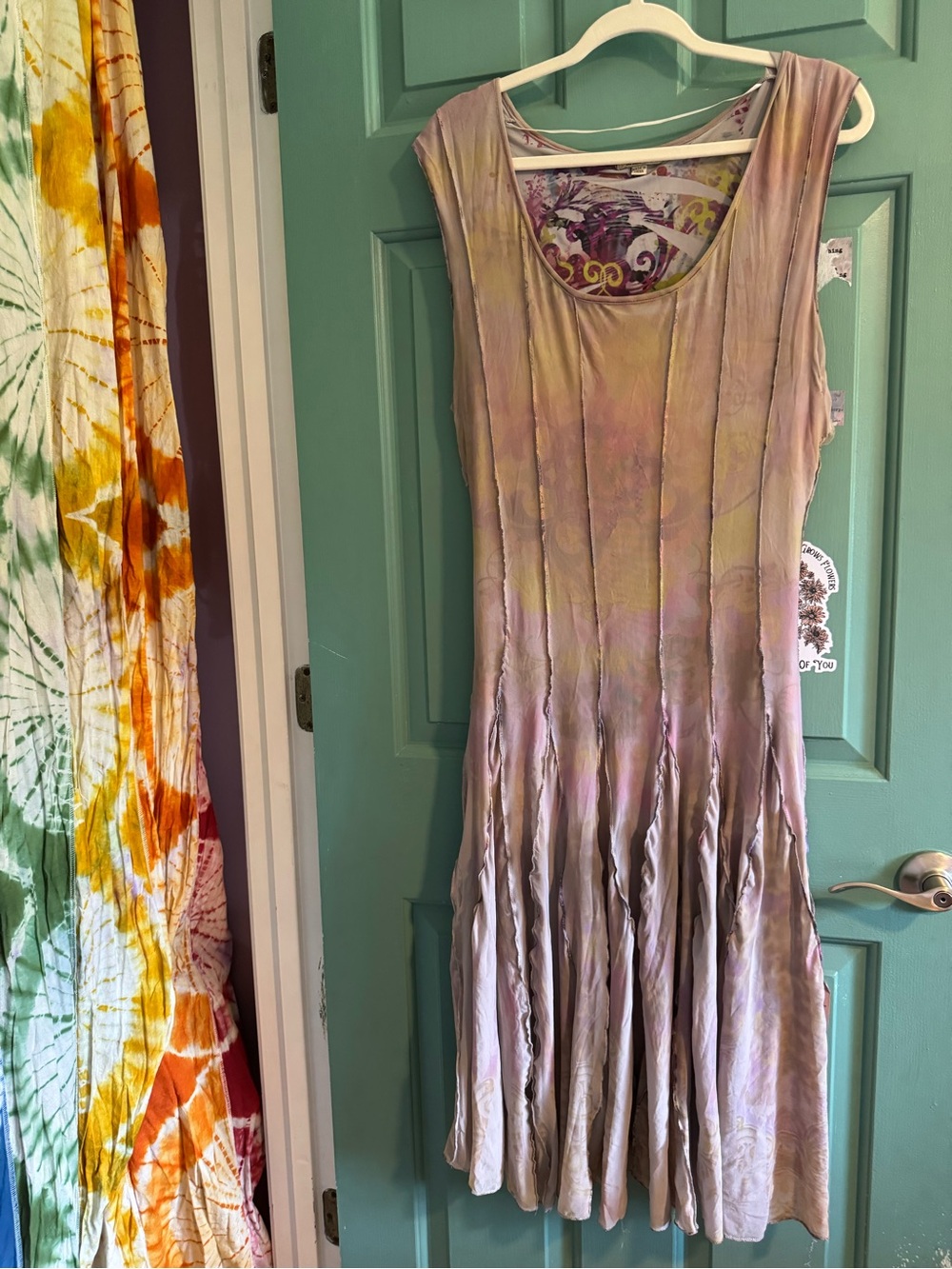 ONE WORLD Sleeveless Tie-Dye Maxi Dress in Lavender and Cream